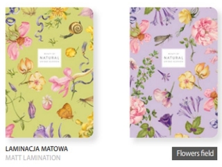 Brulion A5 kratka 80K bia�y papier, "Flowers field" [opakowanie=4szt]
