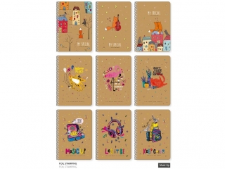 Ko�obrulion A5 kratka kremowy papier 96k, "Music Up" [opakowanie=3szt]