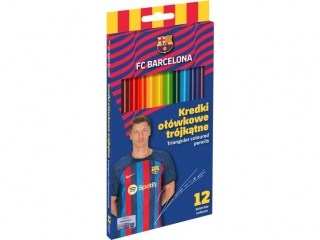 Kredki owkowe trjktne FC BARCELONA - 12 kolorw  [opakowanie=12szt]