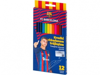 Kredki owkowe trjktne FC BARCELONA - 12 kolorw  [opakowanie=12szt]