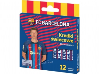 Kredki wiecowe  okrge FC BARCELONA - 12 kolorw - 8/90 mm [opakowanie=24szt]