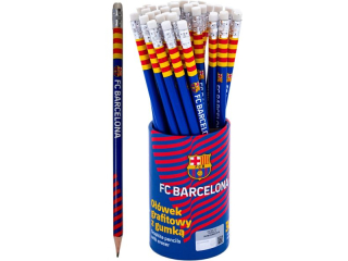Owki grafitowe trjktne HB z gumk FC Barcelona - 36 szt. drum [opakowanie=36szt]
