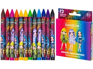 Kredki grafionowe okrge RAINBOW HIGH - 12 kolorw - 7/85 mm [opakowanie=24szt]