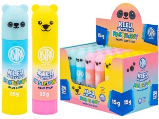 Klej w sztyfcie zwierztka PVA ASTRA Pastel Line 15 g - 24 szt. display [opakowanie=24szt]