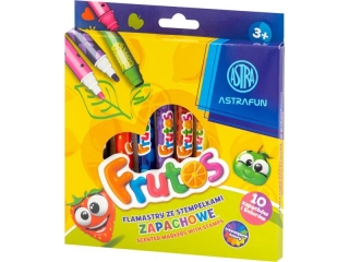 Flamastry okrge zapachowe ze stempelkami ASTRAFUN FRUTOS - 10 kolorw [opakowanie=12szt]