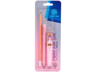 Zestaw pimienniczy pastelowy ASTRAPEN ROSE GOLD 3 el. - dugopis elowy + zakrelacz + owek - blister [opakowanie=12szt]