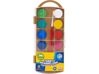 Farby akwarelowe Astra 12 kol - fi 23, 5 mm z eurozawieszk - zlota paletka [opakowanie=5szt]