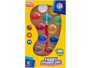Farby akwarelowe Astra 12 kol - fi 30 mm - zlota paletka  [opakowanie=4szt]