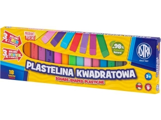 Plastelina Astra kwadratowa 18 kol (3 neon, 3 pastel) [opakowanie=4szt]