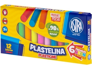 Plastelina Astra 12 kol (6 neon) [opakowanie=5szt]