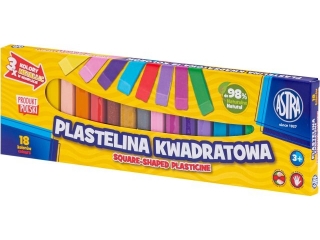 Plastelina Astra kwadratowa 18 kol (3 metal) [opakowanie=4szt]