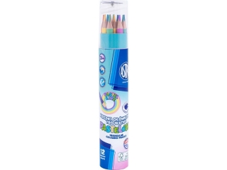 Kredki owkowe trjktne pastelowe ASTRA PASTEL LINE w tubie - 12 kolorw + temperwka [opakowanie=12szt]