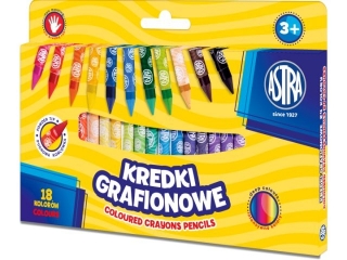 Kredki grafionowe okrge ASTRA 18 kolorw - 7/85 mm [opakowanie=24szt]