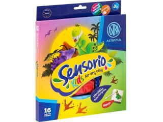 Lekka masa plastyczna Dinozaury Sensorio Kids - 16 kolorw  [opakowanie=12szt]