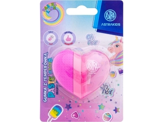Temperwka i gumka 2 w 1 w ksztacie serca, transofrmer ASTRAKIDS Unicorn - 1 szt. blister [opakowanie=12szt]