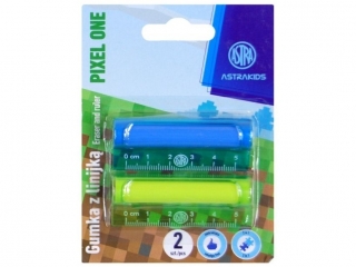 Gumka i linijka 2 w 1  ASTRAKIDS Pixel One - blister 2 szt. [opakowanie=24szt]