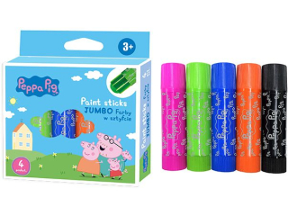 Farby w sztyfcie okrge JUMBO Peppa Pig - 4 kolory [opakowanie=12szt]