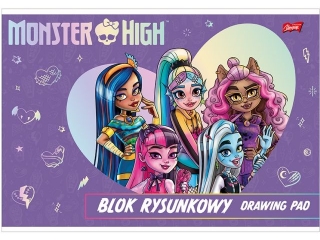 Blok rysunkowy A4 20 kartek okadka kredowana 80 g/m2 MONSTER HIGH [opakowanie=10szt]