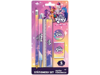 Zestaw pimienniczy My Little Pony 5 el. (linijka, gumka, temperwka, 2 owki) - blister [opakowanie=24szt]