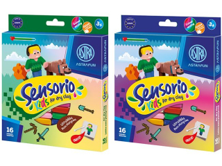 Lekka masa plastyczna ASTRAFUN Sensorio Kids Pixel - 16 kol [opakowanie=12szt]