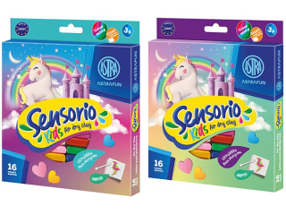 Lekka masa plastyczna ASTRAFUN Sensorio Kids Jednoroec - 16 kol [opakowanie=12szt]