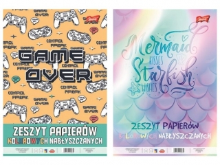 Zeszyt papierw kolorowych nabyszczany A4 10 kartek okadka kredowana [opakowanie=25szt]