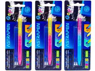 Dugopis wymazywalny CLICK 0, 5 mm ASTRAPEN Oops! NEON + 2 wkady wymazywalne CLICK niebieskie blister 1+2 szt. [opakowanie=24szt]