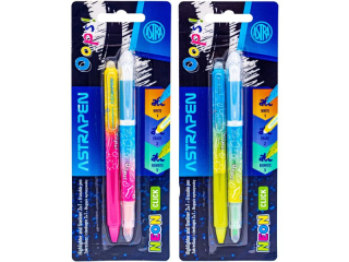 Zakrelacz i cienkopis 2w1 + Dugopis wymazywalny CLICK ASTRAPEN Oops! NEON - 2+1 szt. Blister [opakowanie=24szt]