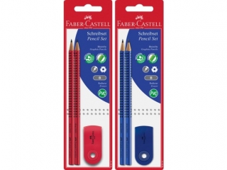ZESTAW 2 OŁÓWKI GRIP+GUMKA SLEEVE MINI T RANSPARENTNA FABER-CASTELL