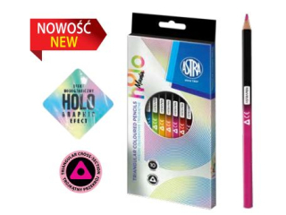 Kredki owkowe trjktne z czarnego drewna ASTRAPEN HOLOmania 10 kolorw [opakowanie=24szt]