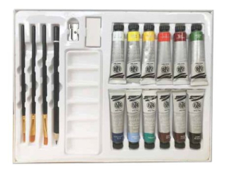 Zestaw artystyczny ASTRA ARTEA 19 el. Farby akrylowe 12 kol12 ml, 3 pdzle, owek, gumka, temperwka, paletka [opakowanie=6szt]