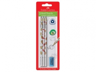 OŁÓWKI TRÓJKĄTNE MORSKI ŚWIAT KPL. 3 SZT + GUMKA BLISTER FABER CASTELL