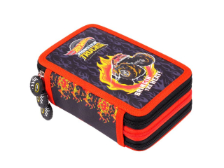 Piórnik szkolny potrójny z wyposażeniem HOT WHEELS