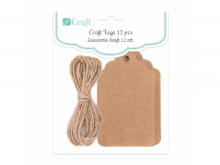 ZAWIESZKI KRAFT ZE SZNURKIEM SZYLD, 12 SZT. [opakowanie=6szt] DLP25