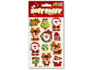 PENMATE KOLORI NAKLEJKI PUFFY SWPX-3201 CHRISTMAS SANTA AND REINDEER