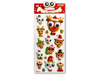 PENMATE KOLORI NAKLEJKI PUFFY SWPX-2001 CHRISTMAS ANIMALS I