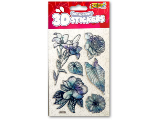 PENMATE KOLORI NAKLEJKI 3D TRANSPARENT PUS-8205 LUE FLOWERS