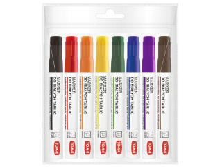 Marker do tablic suchościeralnych TOMA końcówka okrągła 2mm - 8 kolorów - mix Etui 8szt TO-260 mix Etui 8szt