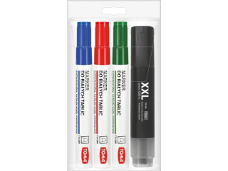 Marker do tablic suchościeralnych TOMA końcówka XXL okrągła 2, 5mm - 1200m Komplet - mix Etui 4szt TO-264 mix Etui 4szt