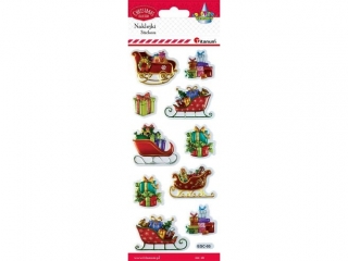 Naklejki wypukłe miękkie sanie i prezenty 10szt.