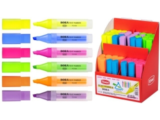 Zakreślacze tekstu BORA, trójkątne, szeroka końcówka 1-4mm,