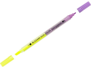 Zakreślacze tekstu BLIZZARD DUO COLOR, końcówka 4mm + końcówka 1mm, 8 kolorów tuszu