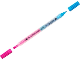 Zakreślacze tekstu BLIZZARD DUO COLOR, końcówka 4mm + końcówka 1mm, 8 kolorów tuszu