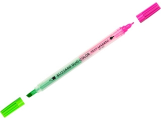 Zakreślacze tekstu BLIZZARD DUO COLOR, końcówka 4mm + końcówka 1mm, 8 kolorów tuszu