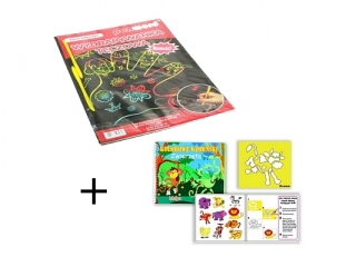 WYDRAPYWANKA TĘCZOWA A4 a10 + 2 rylce +WZORNIK ANIMALS