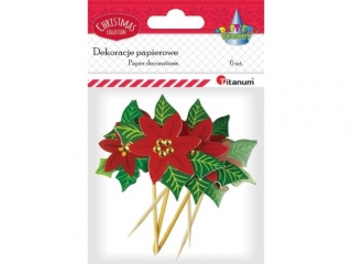 Papierowe 3D poinsecje 64x57/48x49mm na piku (ok. 50mm) 6szt.
