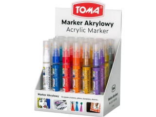 Marker akrylowy, fibrowa końcówka ścięta 2-5mm, 18 kolorów