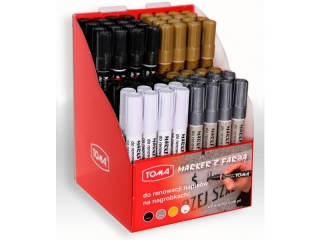 Marker olejowy do nagrobków, końcówka 2, 5mm, 4 kolory display 62 szt.