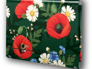 PENMATE TECZKA �AMANA A4 NA GUMK� T0127 KWIATY POLSKIE MAKI W ZIELENI  FOLIA MAT NIERYSUJ�CA