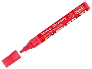 Marker akrylowy, fibrowa końcówka ścięta 2-5mm, 22 kolorów czerwony